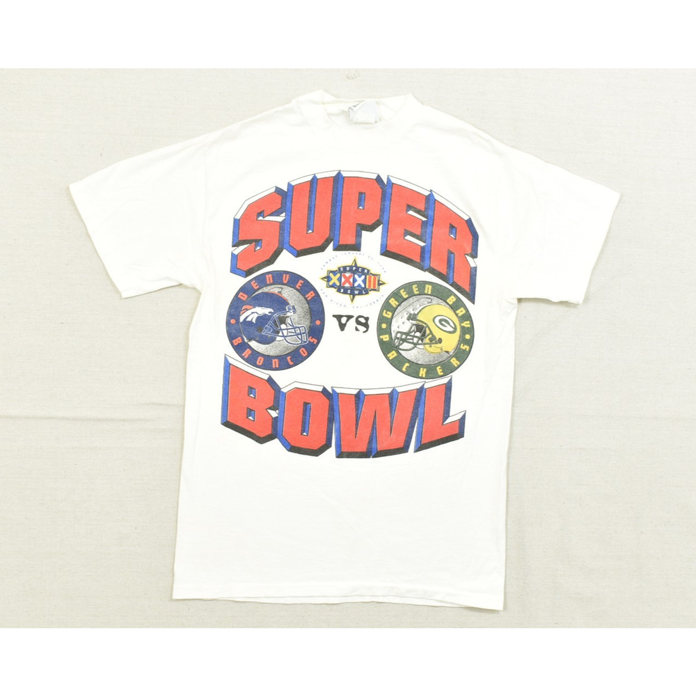 VTG Dynasty Super Bowl XXXII Denver Broncos vs Green Bay Packers Tee White SS